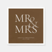 MR&MRS minimale typografische bruine cocktail Servet (Voorkant)