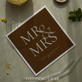 MR&MRS minimale typografische bruine cocktail Servet