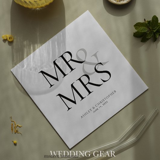 MR&MRS Minimale Typografische Cocktail Servet
