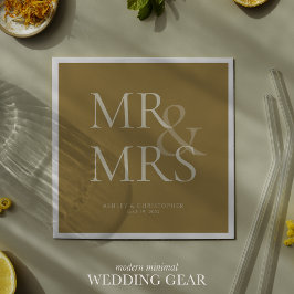 MR&MRS Minimale Typografische Gouden Cocktail Servet