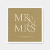 MR&MRS Minimale Typografische Gouden Cocktail Servet (Voorkant)