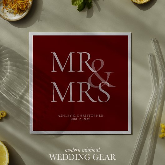 MR&MRS minimale typografische rode cocktail Servet
