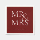 MR&MRS minimale typografische rode cocktail Servet (Voorkant)