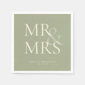 MR&MRS Minimale Typografische Sage Groene Cocktail Servet (Voorkant)