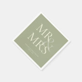 MR&MRS Minimale Typografische Sage Groene Cocktail Servet (Hoek)