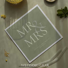 MR&MRS Minimale Typografische Sage Groene Cocktail Servet