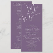 Mr & Mrs Minimalistisch Paars Trouwprogramma (Voorkant / Achterkant)