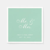 Mr & Mrs Mint Green Wedding Simple Elegant Script Servet (Voorkant)