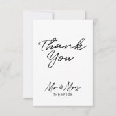 Mr. & Mrs Modern Black White Script Wedding Bedankkaart (Voorkant)