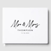 Mr. & Mrs Modern Black White Script Wedding Gastenboek (Voorkant)