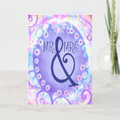 Mr & Mrs Modern Paarse Elegante Bruiloft Trendy Kaart (Voorkant)