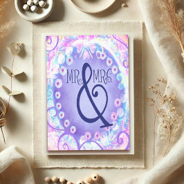 Mr & Mrs Modern Paarse Elegante Bruiloft Trendy Kaart