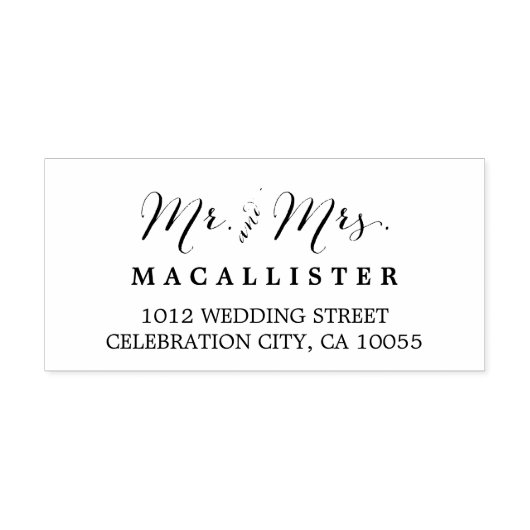 Mr & Mrs Modern Script Bruiloft Zelfinkt Stempel (Design)