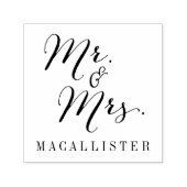 Mr & Mrs Modern Script Bruiloft Zelfinkt Stempel (Design)