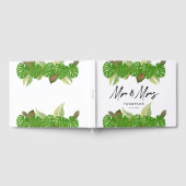 Mr. & Mrs Modern Tropical Leaves Script Wedding Gastenboek (Volledig)
