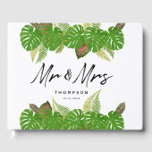 Mr. & Mrs Modern Tropical Leaves Script Wedding Gastenboek (Voorkant)