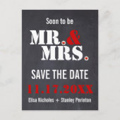Mr. & Mrs Modern typografie bruiloft Save the Date Aankondigingskaart (Voorkant)