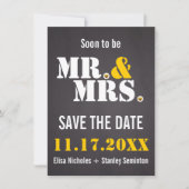Mr. & Mrs Modern typografie bruiloft Save the Date Kaart (Voorkant)