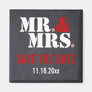 Mr. & Mrs Modern typografie bruiloft Save the Date Magneet