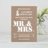 Mr. & Mrs Modern typografie kraft paper bruiloft Kaart (Staand voorkant)