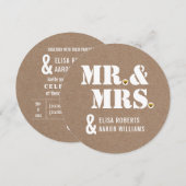 Mr. & Mrs Modern typografie kraft paper bruiloft Kaart (Voorkant / Achterkant)