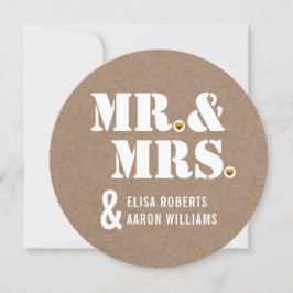 Mr. & Mrs Modern typografie kraft paper bruiloft Kaart