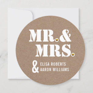 Mr. & Mrs Modern typografie kraft paper bruiloft Kaart