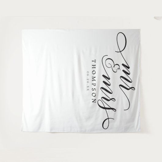 Mr & Mrs Modern Wedding Backdrop Banner Wandkleed (Voorkant (horizontaal))
