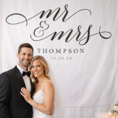 Mr & Mrs Modern Wedding Backdrop Banner Wandkleed