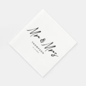 Mr. & Mrs. Modern Zwart Wit Script  Trouwen Servet (Hoek)