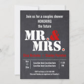 Mr & Mrs Moderne typografie bruiloft douche Kaart (Voorkant)