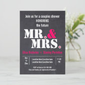 Mr & Mrs Moderne typografie bruiloft douche Kaart (Staand voorkant)