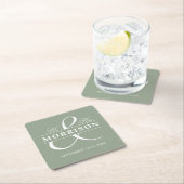 Mr Mrs Monogram Sage Green Wedding Kartonnen Onderzetters (Insitu)