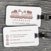 Mr & Mrs Monogram Wit Rose Goud Bruiloft Pas getro Bagagelabel