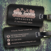 Mr & Mrs Monogram Zwart Roos Gouden Bruiloft Pas g Bagagelabel