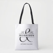 Mr Mrs Monogram Zwart Wit Trouwen Tote Bag (Voorkant)