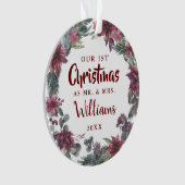 Mr Mrs. Mrs. Onze eerste kerstbloemenfoto Ornament (voorkant)