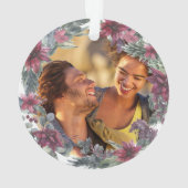 Mr Mrs. Mrs. Onze eerste kerstbloemenfoto Ornament (achterkant)