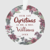 Mr Mrs. Mrs. Onze eerste kerstbloemenfoto Ornament (voorkant)