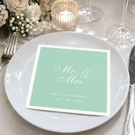 Mr & Mrs Muntgroene Huwelijk Eenvoudig Elegant Sch Servet