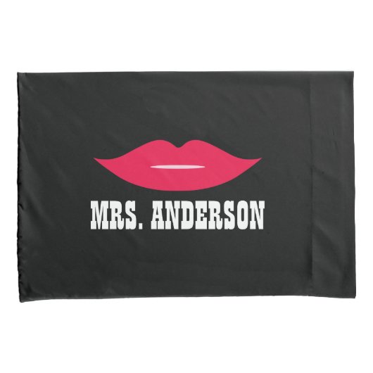 Mr & Mrs Mustache en Lips Wedding Couple Kussensloop (Voorkant-Rechts)