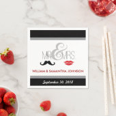 Mr & Mrs Mustache en Lipstick servetten (zwart) (Insitu)