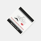 Mr & Mrs Mustache en Lipstick servetten (zwart) (Hoek)