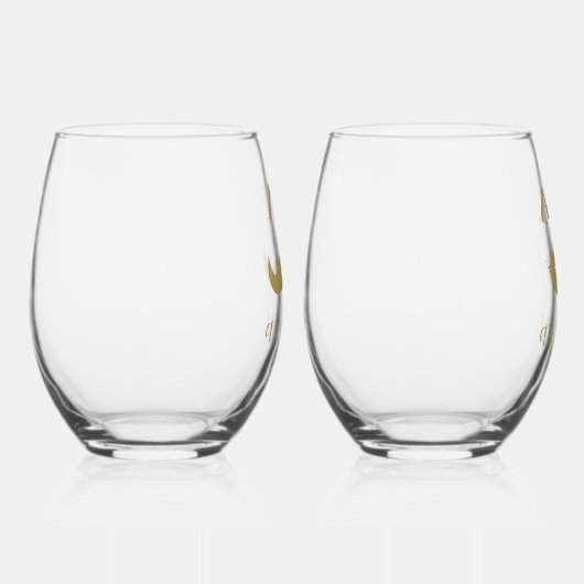 Mr & Mrs Mustache Lips Gepersonaliseerde bruiloft Wijnglas Zonder Voet (Rechts)
