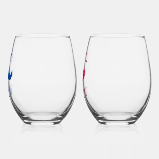 Mr & Mrs Mustache Lips Gepersonaliseerde bruiloft Wijnglas Zonder Voet (Links)