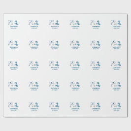 Mr & Mrs naam datum huwelijksgeschenk strik blauw  Cadeaupapier