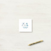 Mr & Mrs naam datum huwelijksgeschenk strik blauw Post-it® Notes (Op bureau)