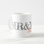 Mr. & Mrs. NAAM Moderne Typografie Passen getrouwd Koffiemok (Voorkant links)