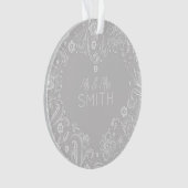 MR&MRS NAAM Trouwdatum Keepsake Doodle Heart Ornament (voorkant)
