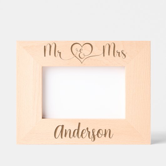 Mr Mrs Naam Wedding Pas getrouwd Gegraveerde Lijstjes (Voorkant)